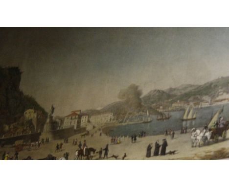 'Vue du Port de Nice' coloured lithograph, 24cm x 30.5cm 