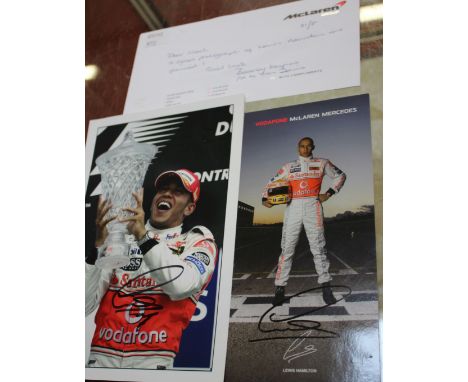 Lewis Hamilton Signed photographWith note from McLaren group