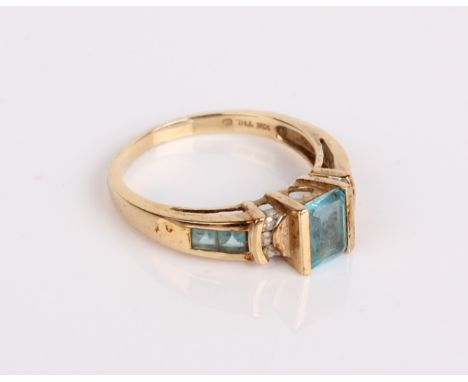 A 10K gold and aquamarine set ring, 3.7g approx. in total Ring size R approx,