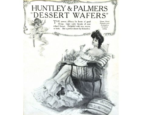 Monochrome printed poster, Huntley and Palmer Dessert Wafers, 31cm x 25cm, The Pink Lady Valse, portrait prints etc.