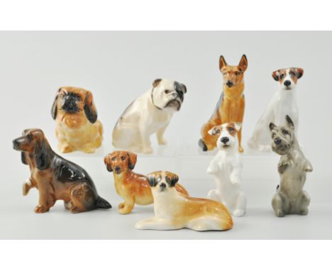 Small Royal Doulton model of a German Shepherd dog K13, 13cm and eight other Doulton models of dogs, including K1, K3, K6, K7