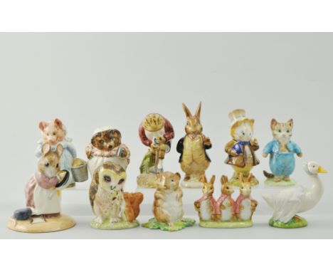 Collection of Beswick Beatrix Potter models, to include "Aunt Pettitoes", "Mr Benjamin Button", "Mr Jeremy Fisher Digging" an