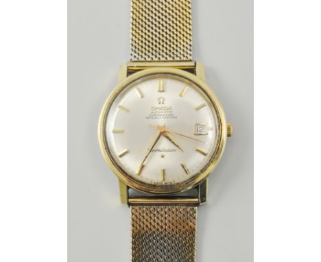 Omega automatic chronometer constellation wristwatch, gilt metal case and bracelet strap, dial with baton markers and date ap