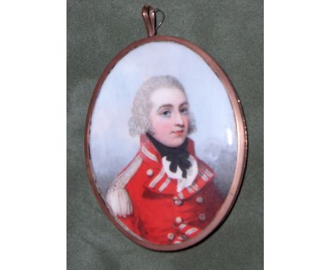 Frederick Buck (Irish, 1771-circa 1840)An Officer, wearing scarlet coatee with silver buttons, braid and epaulette, over fril