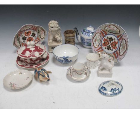 Late 18th century Derby lozenge shaped dish and dessert plate (underglaze mark and incised letter to base); a 19th century Pa