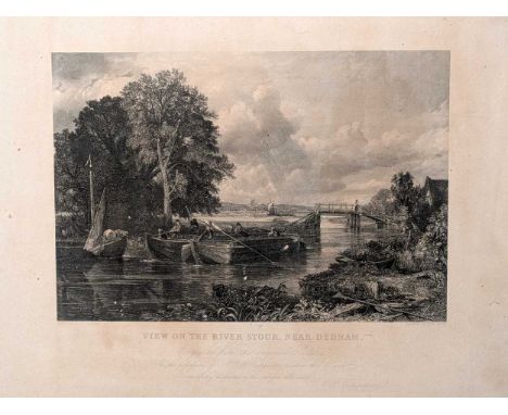 A Group Of Three Prints to include a 19th century print after John Constable ' View on the River Stour, near Dedham, 41 x 48.