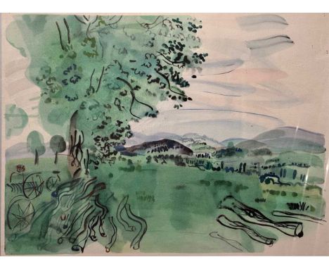 A Group of Three Pictures To include a lithograph printed in colours after Raoul Dufy (1877-1953) linocut, 'Foret Vierge d'He