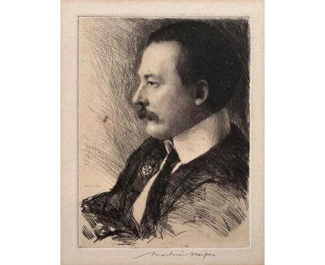 Mortimer Luddington Menpes (Australian, 1855-1938) Side-profile portrait of Walter Richard Sickert (1860-1942), according to 