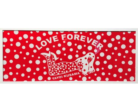 Yayoi Kusama (Japanese, b.1929-) Love Forever (Red)silkscreen on cotton, from an unnumbered edition34.5 x 90cm