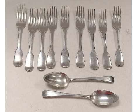 A small collection of Birmingham struck silver flatware 528g (17ozt) gross