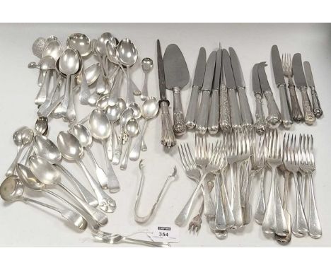 A large collection of silver flatware 1243g (40ozt) gross weighable silver, together with some silver plated flatware