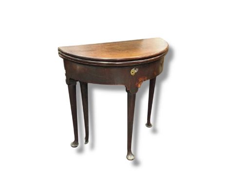 George II mahogany fold over card table