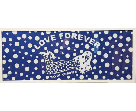 Yayoi Kusama (Japanese 1929-) Love Forever (Blue)silkscreen on cotton, from an unnumbered edition34.5 x 90cm