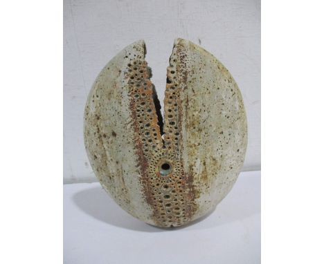 An Alan Wallwork ( 1931-2019) split oval vase with incised signature AW to base, height 23cm