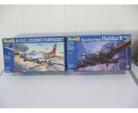 Two boxed Revell model airplane kits (Scale 1:72) including "Handley Page Halifax B" (04670) &amp; B-17G Flying Fortress" (04