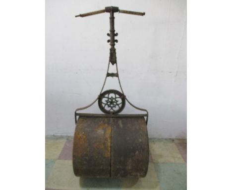 A Victorian cast iron garden roller - A/F