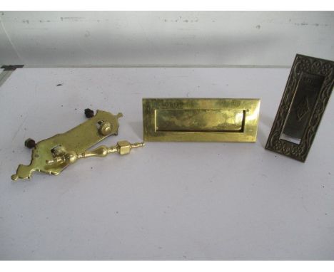 Brass door knocker and letter box