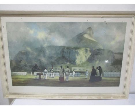 A David Shepherd print " Presentation of new colours to The First Battalion, The Somerset and Cornwall Light Infantry" in 196