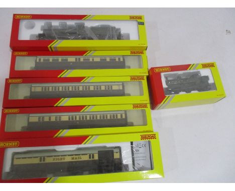 A collection of  boxed and unused Hornby double O gauge Great Western Railway - GWR trains. Including the "County of Devon" L