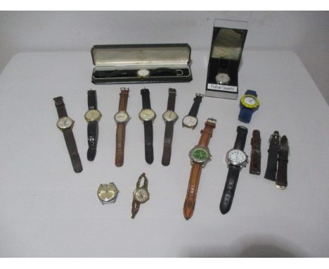 A collection of various watches including Avia Olympic, Lorus, Timberland, Roamer, Timex, Pulsar etc