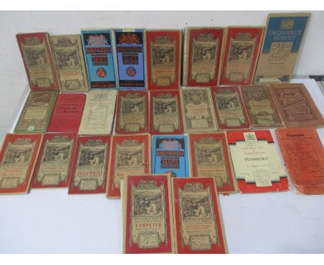 A collection of vintage Ordnance Survey maps including Wimborne, Bath, Isle of Wright etc