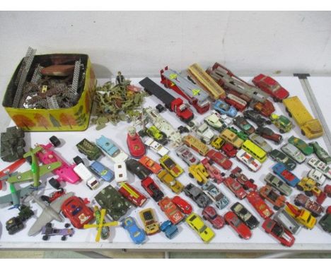 A collection of die cast vehicles including Matchbox, Corgi etc, along with other various toys and vintage Meccano.
