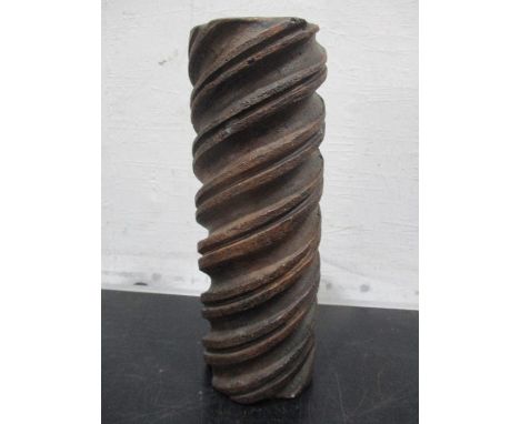 An early Alan Wallwork studio pottery vase in the form of a screw thread, approx 19.5cm height