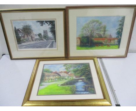 Two mix media framed prints by artist Hazel Parsons entitled "The Meadows - Somerset" &amp; "By The Cool Stream", along with 