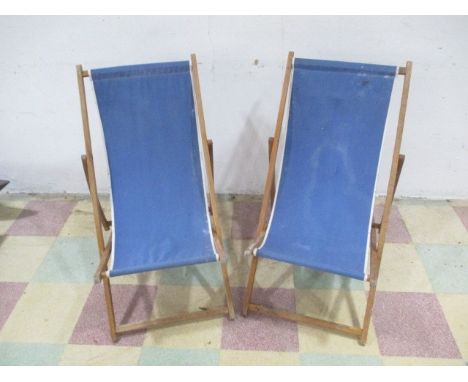 A pair of vintage deck chairs