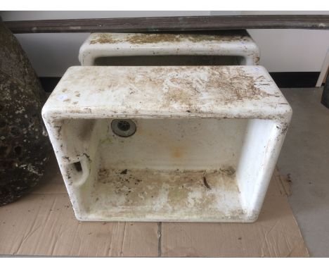 Two ceramic Belfast sinks,  approximate dimensions 60cm x 45cm x 25cm 