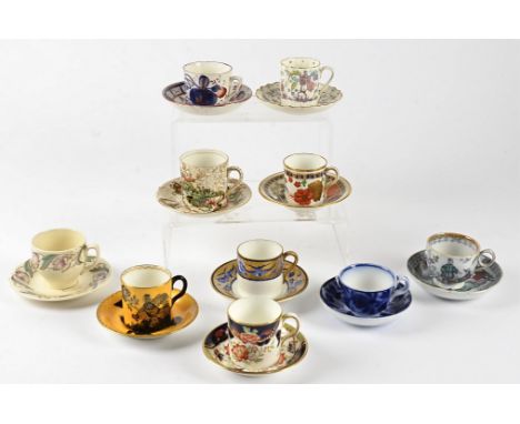 Ten British and Continental cups and saucers,  including Shelley, Worcester, and Susie Cooper, with patterns ranging from the