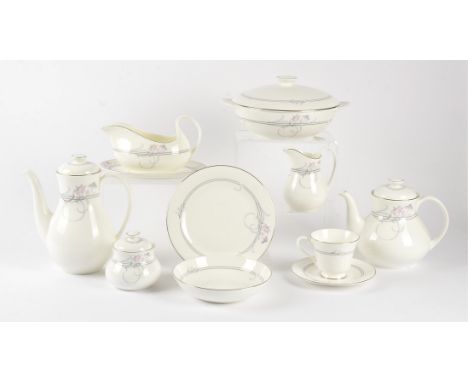 A Royal Doulton 'Allegro' pattern part dinner and tea service, H.5109, comprising of 15 saucers, 8 cups, 8 bowls, 8 large pla