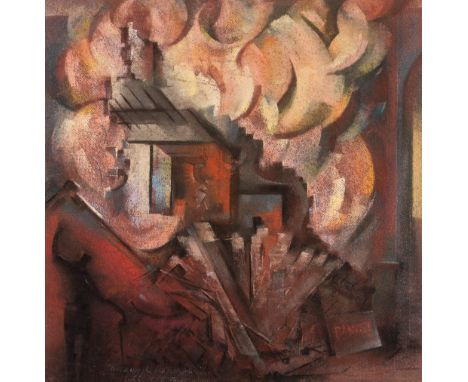 THE RAZING OF THE OLD FIRE STATION, TOOTHILL LANE pastel 50 x 50cm Provenance: Christie's South Kensington, 23.1.92., Lot 48 