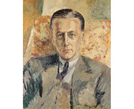 A PORTRAIT OF A MAN Signed lr.: Dunlop oil on canvas 68 x 58cm