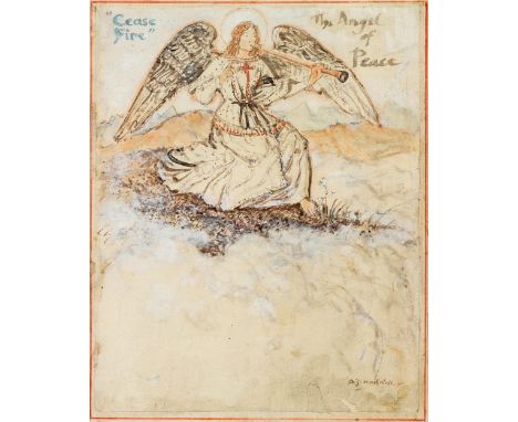 THE ANGEL OF PEACE watercolour on card 29 x 23.5cm Born the son of an army officer, he was educated Fettes and Edinburgh Univ