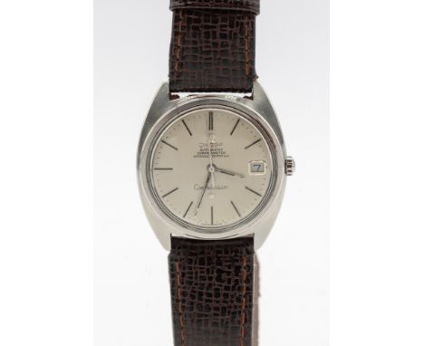 Omega- a gentleman's vintage steel cased automatic chronometer Constellation wristwatch, comprising a signed silvered dial wi