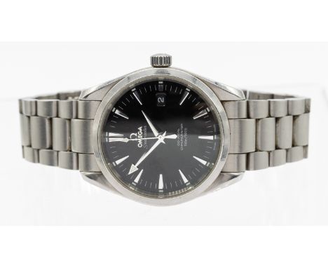 Omega- a gentleman's steel cased Seamaster Co-Axial Chronometer wristwatch, comprising a round signed black dial with applied