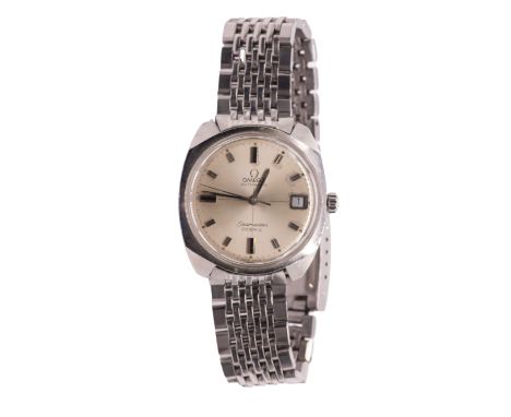 Omega: a Gentleman's vintage Seamaster Cosmic Automatic steel cased wristwatch, comprising a signed silvered split dial with 