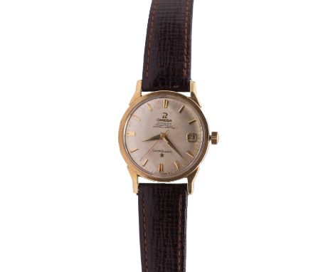 Omega: a Gentleman's vintage Constellation Chronometer Automatic gold plated wristwatch, comprising a signed silvered dial wi