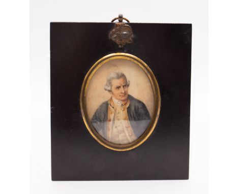 English School (19th Century) after Nathaniel Dance Portrait miniature of Captain James Cook (1728-1779) ivory, 7cm long, ebo