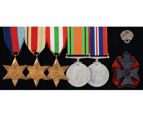 1939-1945 Star, Africa Star, Italy Star, Defence Medal, War Medal and Army Certificate of Service, Benjamin Frederick Allen (