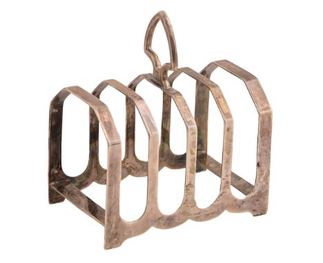 A George V silver five hoop toast rack, 95mm l, by Sydney Hall &amp; Co, Sheffield, 1933, 3ozs 12dwts ConditionGood condition