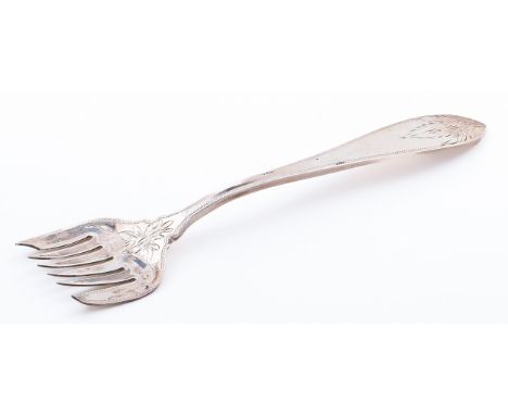 An Elizabeth II engraved silver sardine serving fork, by A E Holder, Sheffield 2001, 1oz 8dwts ConditionGood condition