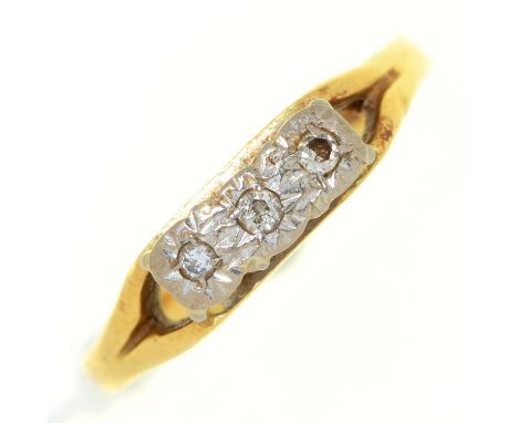 A diamond ring, illusion set in 18ct gold, Birmingham 1968, 3.7g, size K ConditionGood condition