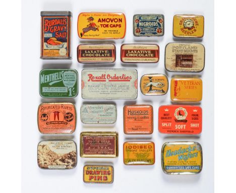 Advertising. Twenty tins, first half 20th c, lithographed in one or more colours, the manufacturers including Burdall's, The 