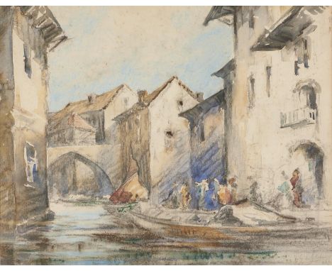 Wilfred Gabriel de Glehn RA, RP (1870-1951) - A Venetian Backwater, signed (W G De Glehn ARA), watercolour, 37 x 48cm Conditi