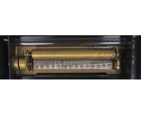 A Swiss Sublime PiccoloÂ&nbsp;musical box, late 19th c,Â&nbsp;the 43.5cm pinned cylinder playing eight airs as listed on the 