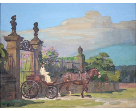 Winifred Wilson (1882-1973) - Lady out for a Drive in a Pony Trap, oil on canvas, 34 x 44.5cm ConditionGood condition, unline