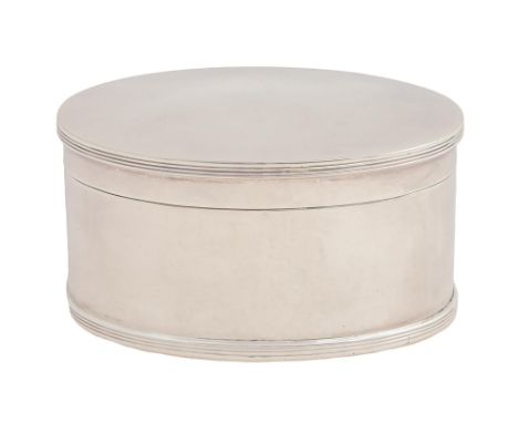 A George V oval silver tea caddy, with reeded borders, 10cm l, by Stokes &amp; Ireland Ltd, Chester 1930, 5ozs 8dwts Conditio