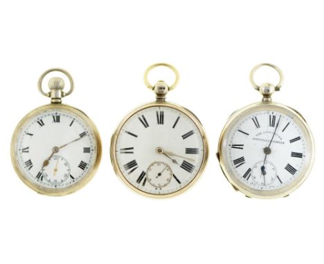 A silver lever watch, E Wise, Manchester, No 21749, plain case, 54mm diam, Birmingham 1873 and two others, Birmingham 1916 an